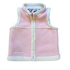 Columbia Fleece Vest Kids Pink Good Sherpa Trim Full‎ Zip SIZE 24 Months Infant